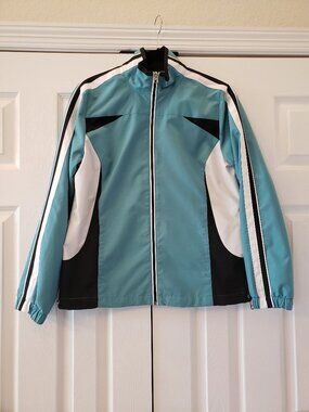 SJB  Active Turquoise, Black & White Windbreaker Jacket - Medium - NWOT